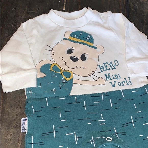 3/$27 Mini World baby romper and hat - Picture 2 of 4